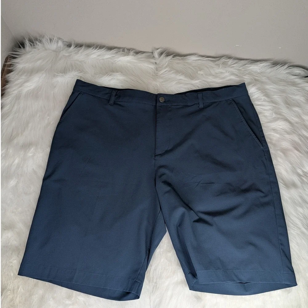 Adidas Golf Shorts Mens 40 Navy Blue Primegreen Performance Flat Front 10 Inseam